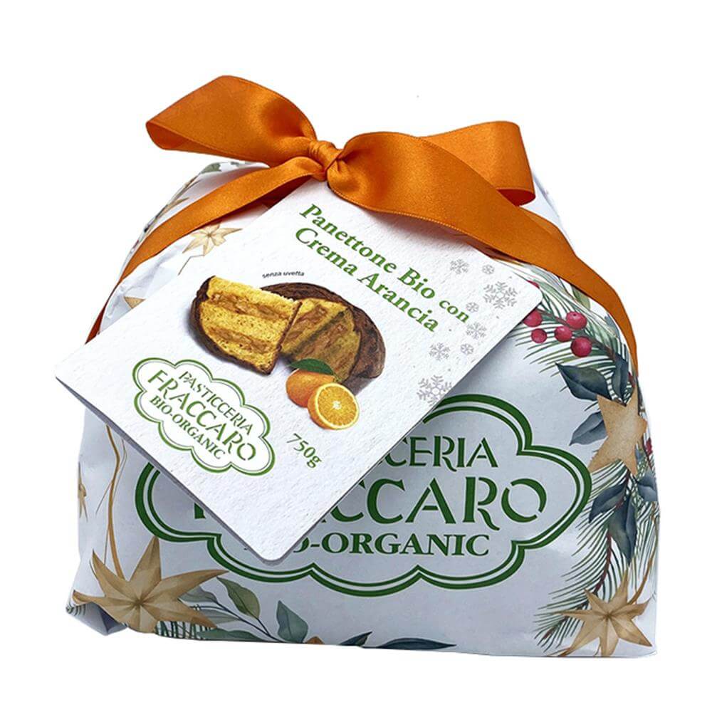 Pasticceria Fraccaro Hand Wrapped Organic Panettone with Orange Filling 750g